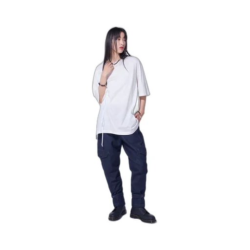 Soft Jersey T-Shirt With Gathered Strings