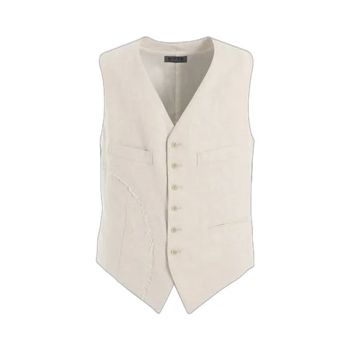 Linen/Cotton Herringbone Zigzag Cut-Out Vest