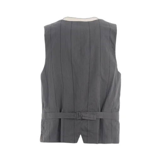 Linen/Cotton Herringbone Zigzag Cut-Out Vest