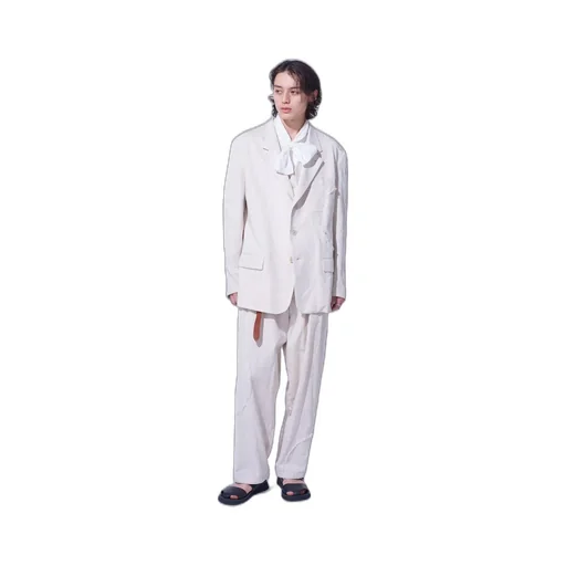 Linen/Cotton Herringbone Zigzag Cut-Out Jacket