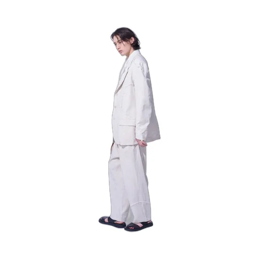 Linen/Cotton Herringbone Zigzag Cut-Out Jacket