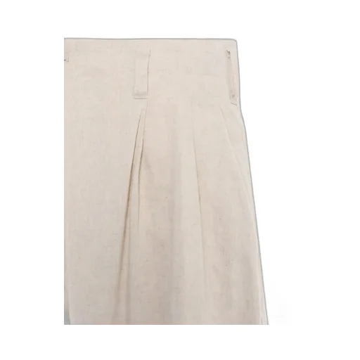 Linen/Cotton Herringbone Zigzag Cut-Out Pants