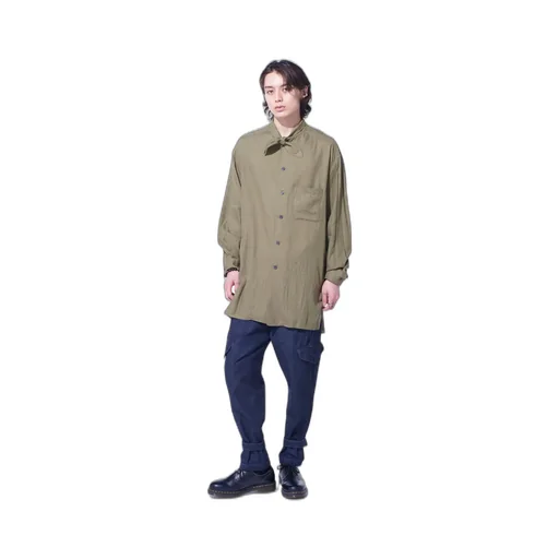 Cotton/Cellulose Broad Ribbon Collar Shirt