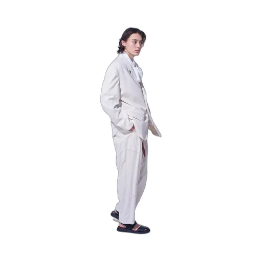 Linen/Cotton Herringbone Zigzag Cut-Out Jacket