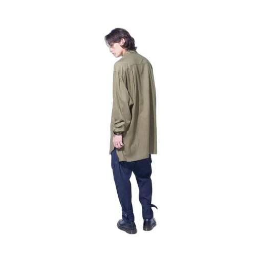 Cotton/Cellulose Broad Ribbon Collar Shirt