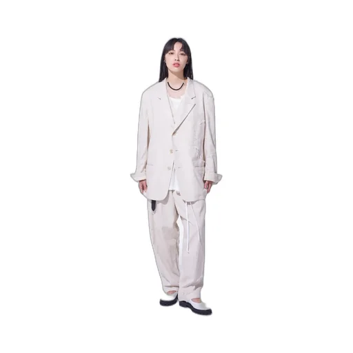 Linen/Cotton Herringbone Zigzag Cut-Out Jacket