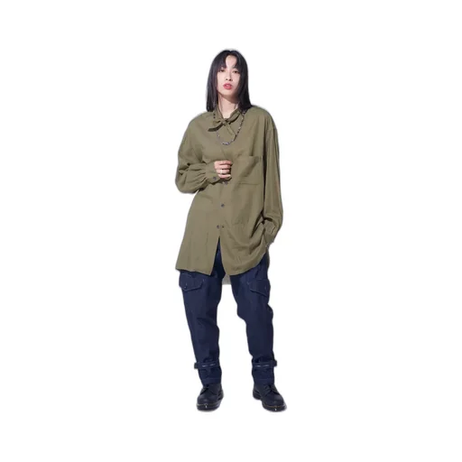 Cotton/Cellulose Broad Ribbon Collar Shirt