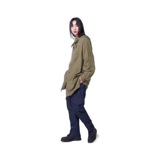 Cotton/Cellulose Broad Ribbon Collar Shirt
