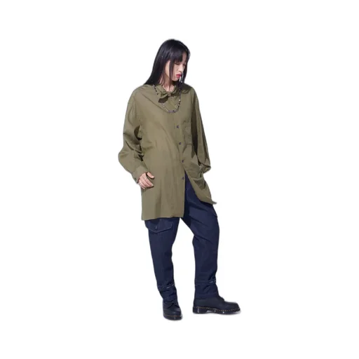 Cotton/Cellulose Broad Ribbon Collar Shirt