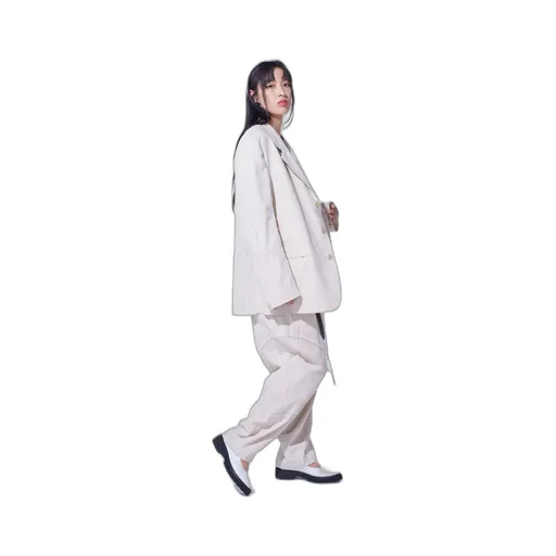 Linen/Cotton Herringbone Zigzag Cut-Out Jacket