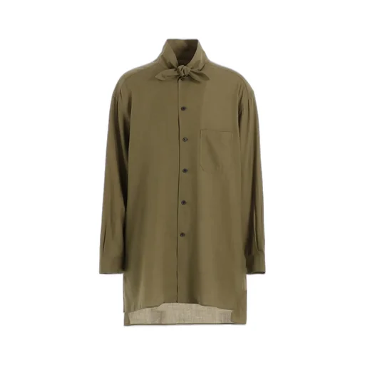 Cotton/Cellulose Broad Ribbon Collar Shirt