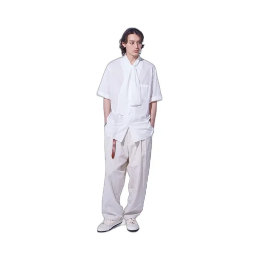 Linen/Cotton Herringbone Zigzag Cut-Out Pants