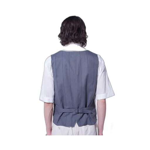 Linen/Cotton Herringbone Zigzag Cut-Out Vest