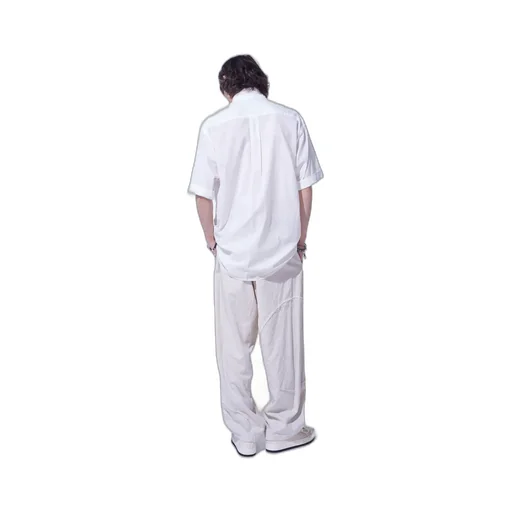 Linen/Cotton Herringbone Zigzag Cut-Out Pants