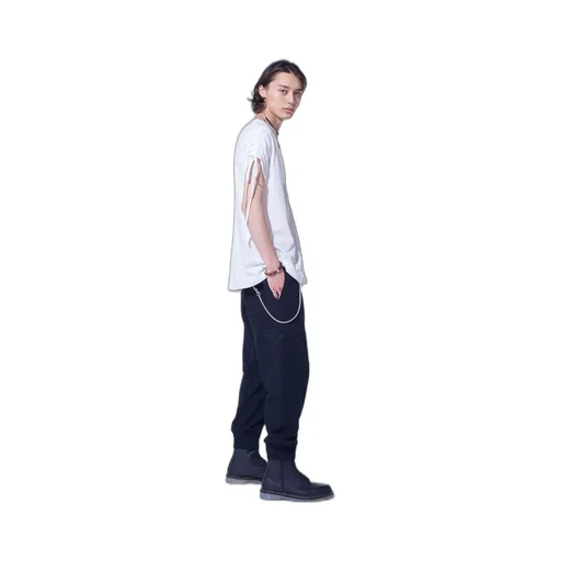 French Terry Ribbed Hem Sarouel Pants