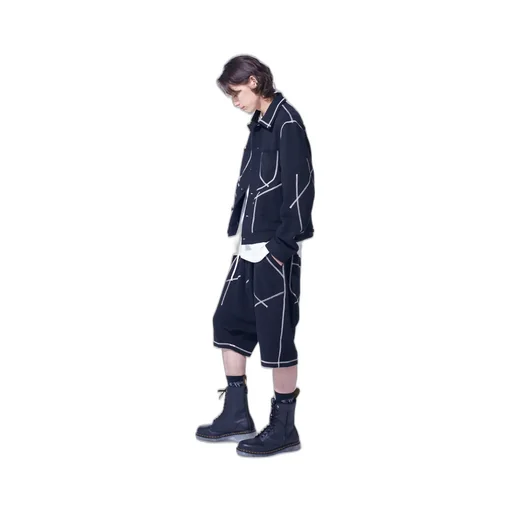 French Terry Random Stitch Trucker Jacket