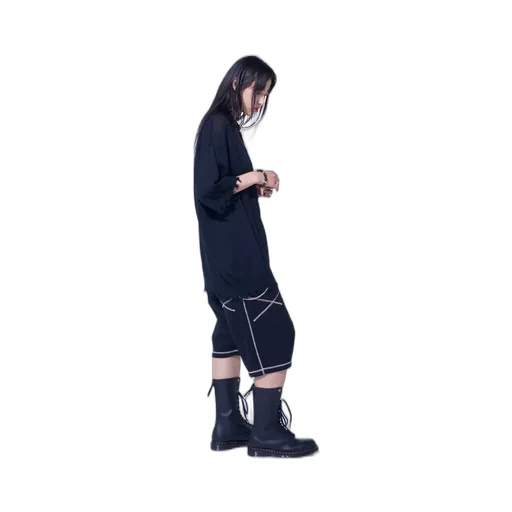 French Terry Random Stitch Sarouel Shorts