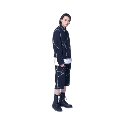 French Terry Random Stitch Sarouel Shorts