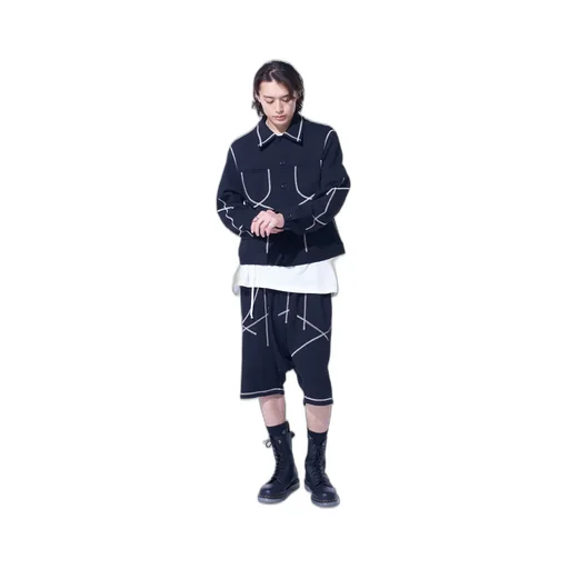 French Terry Random Stitch Trucker Jacket