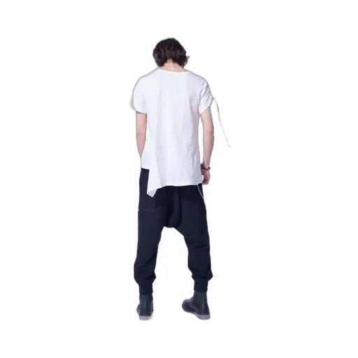 French Terry Ribbed Hem Sarouel Pants