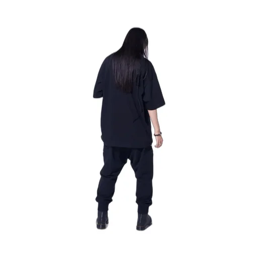 French Terry Ribbed Hem Sarouel Pants