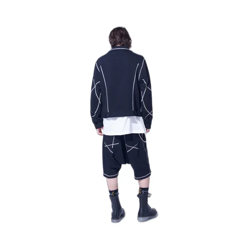 French Terry Random Stitch Trucker Jacket