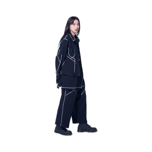 French Terry Random Stitch Trucker Jacket