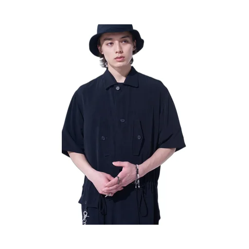 Crepe De Chine Short Sleeve Military All-In-One