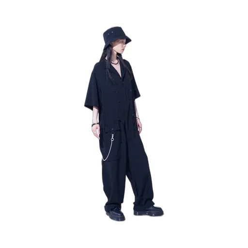 Crepe De Chine Short Sleeve Military All-In-One