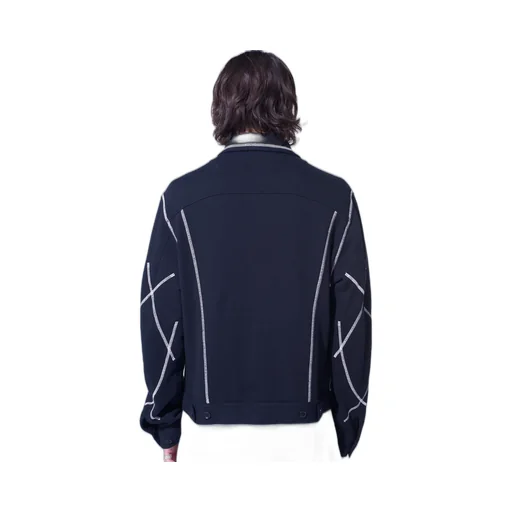 French Terry Random Stitch Trucker Jacket