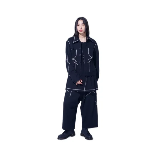 French Terry Random Stitch Trucker Jacket
