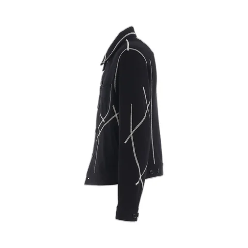 French Terry Random Stitch Trucker Jacket