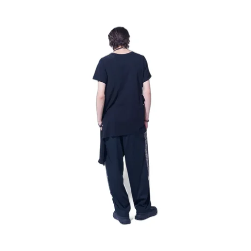 Soft Jersey+Crepe De Chine Pocket Side Slit Knot T-Shirt