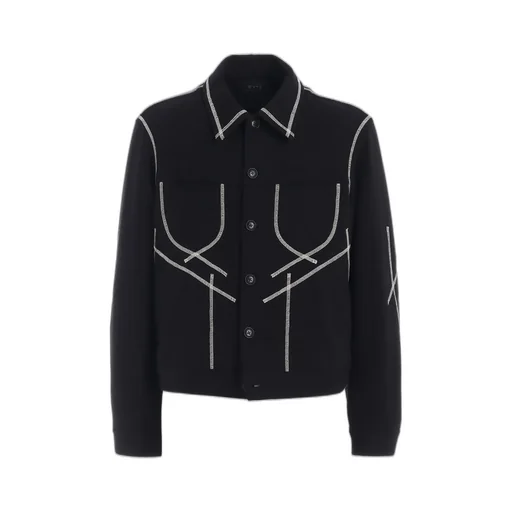 French Terry Random Stitch Trucker Jacket