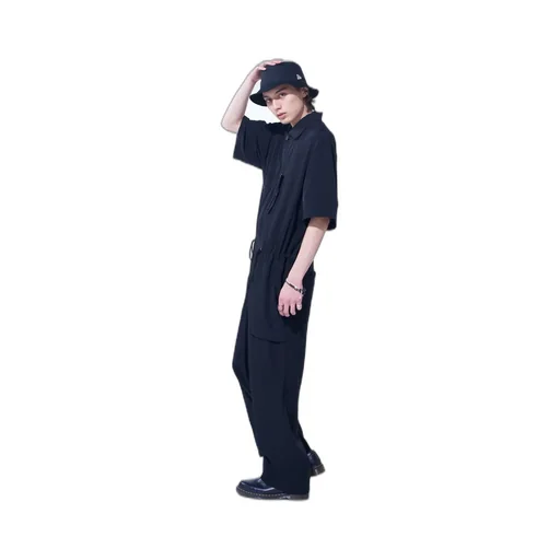 Crepe De Chine Short Sleeve Military All-In-One
