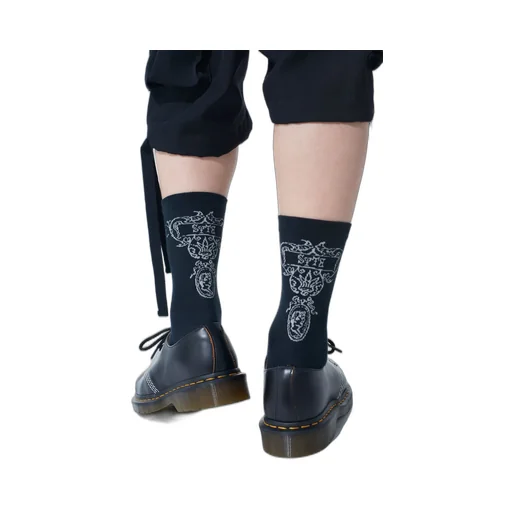 Cotton Plain Stitch Baroque Pattern Socks