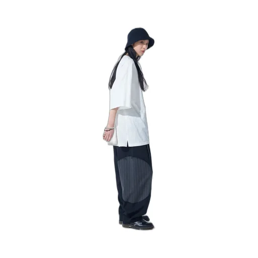 Washer Wool Gabardine Cut-Out Striped Pants