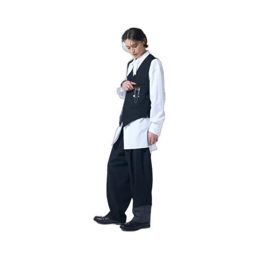 Washer Wool Gabardine Cut-Out Striped Vest