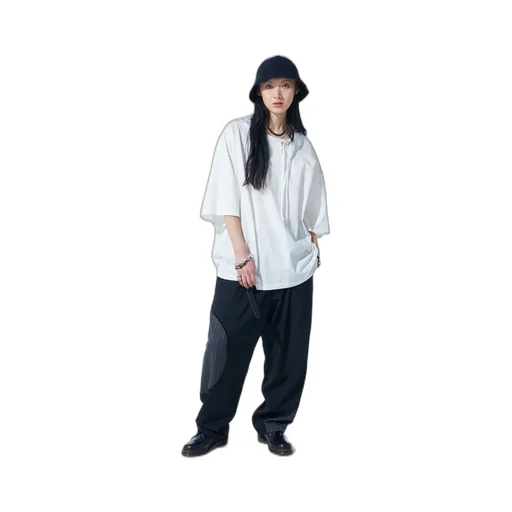 Washer Wool Gabardine Cut-Out Striped Pants