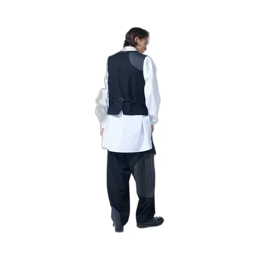 Washer Wool Gabardine Cut-Out Striped Vest
