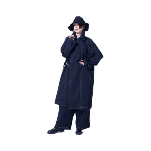 Cotton Twill Garment Dyed Tie-Locken Coat