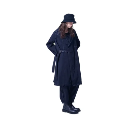 Cotton Twill Garment Dyed Tie-Locken Coat