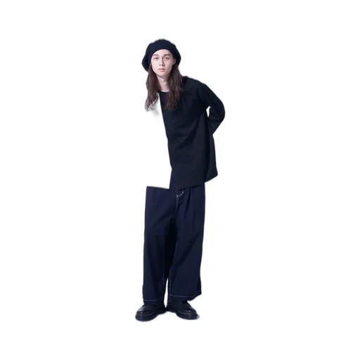Bicolor Long-Sleeved T-Shirt With Hem Slits