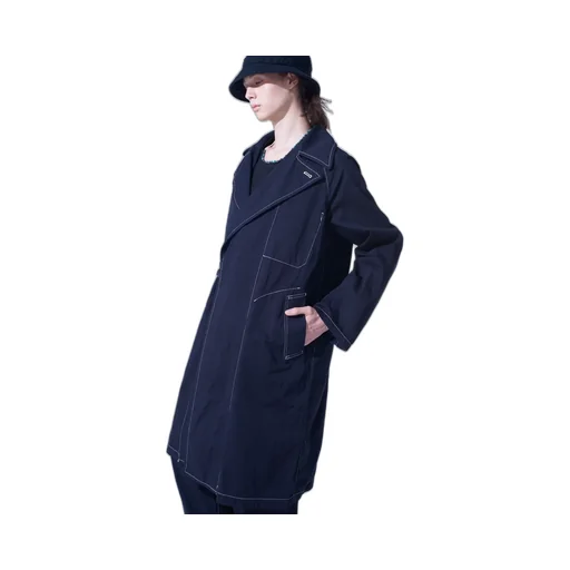 Cotton Twill Garment Dyed Tie-Locken Coat