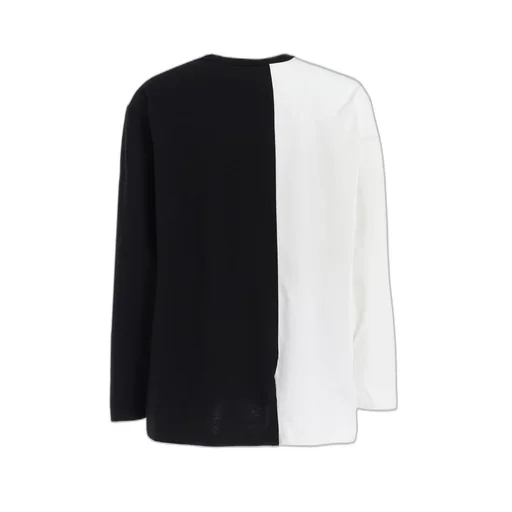 Bicolor Long-Sleeved T-Shirt With Hem Slits