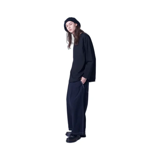 Bicolor Long-Sleeved T-Shirt With Hem Slits