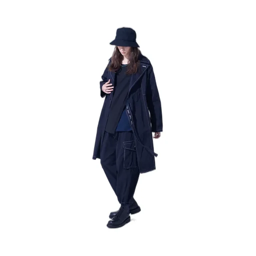 Cotton Twill Garment Dyed Tie-Locken Coat