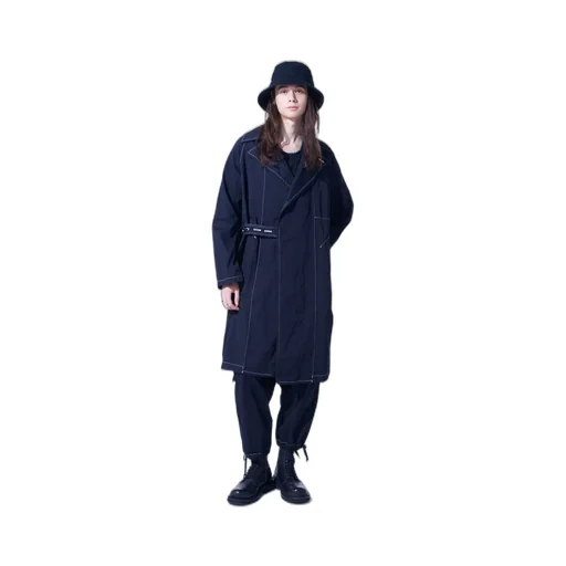 Cotton Twill Garment Dyed Tie-Locken Coat