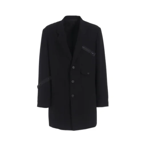 Pe/Gabardine Zipper-Taped Long Jacket