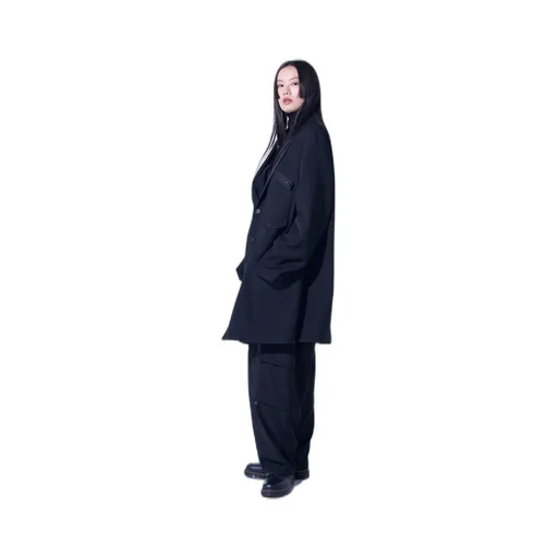 Pe/Gabardine Zipper-Taped Long Jacket